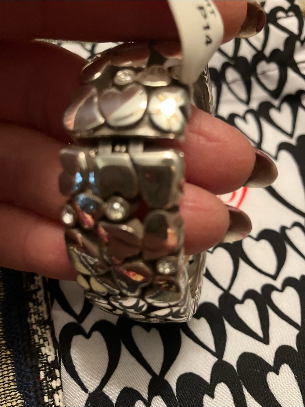Brighton Le Beau Heart Retired Hinged Bangle Bracelet New with Pouch - Picture 4 of 6